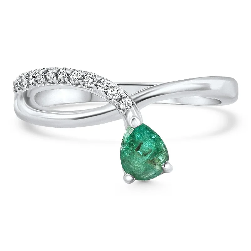 Engagement rings with split-shank topaz designs -1/2Ct Pear Shape Emerald Diamond Fashion Right Hand Ring Gold Lab Grown