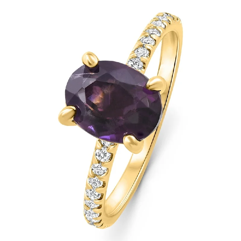 Engagement rings with gothic-inspired garnet details -2Ct Amethyst & Diamond Anniversary Engagement Ring Gold Lab Grown