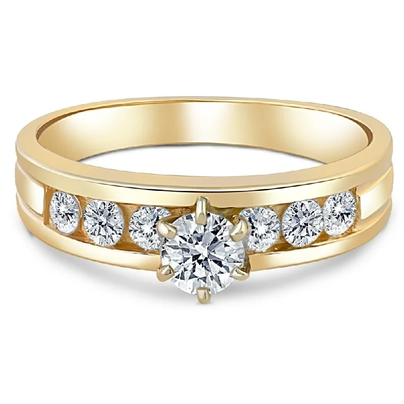 Engagement rings with pearl accents for elegance -3/4ct Diamond Engagement Ring Yellow Gold