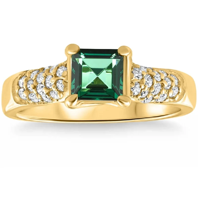 Engagement rings with floral-inspired sapphire bands -3/4Ct Peart Shape Emerald Diamond Ring Gold Lab Grown