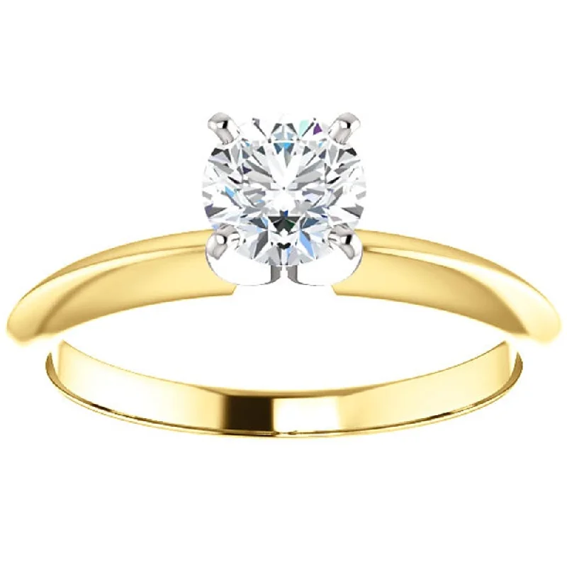 Engagement rings with marquise-cut topaz for shine -5/8 Ct Diamond Solitaire Round Cut Engagement Ring Two Tone Yellow Gold