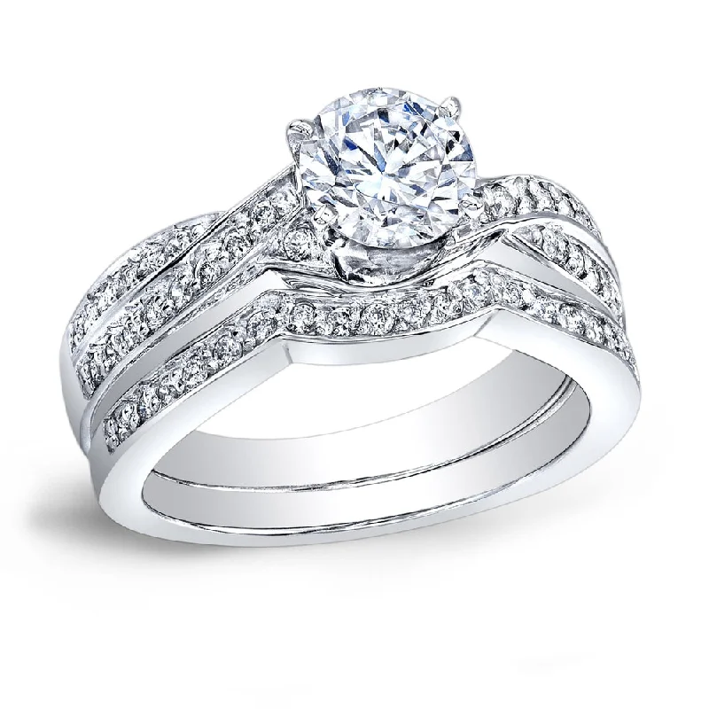 Engagement rings with cushion-cut aquamarine stones -Auriya Platinum 4/5ctw Twisted Round Diamond Engagement Ring Set