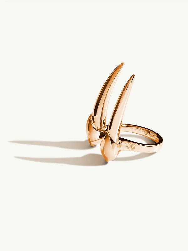 Engagement rings with hidden aquamarine stone accents -Damian Brevis Horn Talisman Ring In 18K Rose Gold