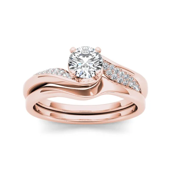 Engagement rings with rose quartz for romance -De Couer 14k Rose Gold 5/8ct TDW Classic Diamond Bypass Engagement Ring