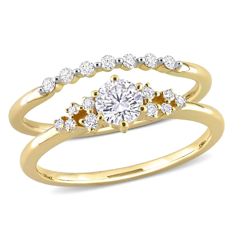 Custom engagement rings with engraved floral bands -Miadora 5/8ct TDW Diamond Bridal Ring Set in 10k Yellow Gold