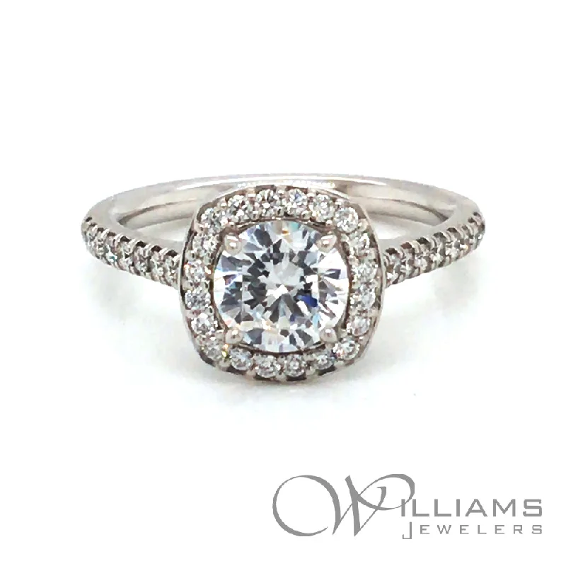 Engagement rings with cushion-cut aquamarine stones -Williams Elevation 14 Karat Diamond Engagement Ring