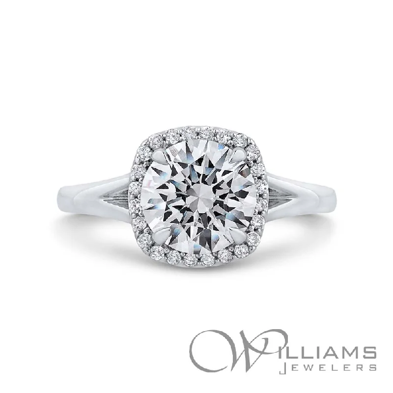 Engagement rings with halo of tiny rubies -Williams Signature 14 Karat Diamond Engagement Ring