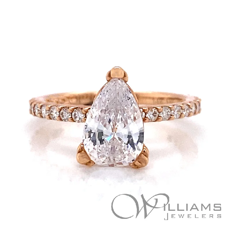 Engagement rings with subtle engraved turquoise bands -Williams Signature 14 Karat Diamond Engagement Ring