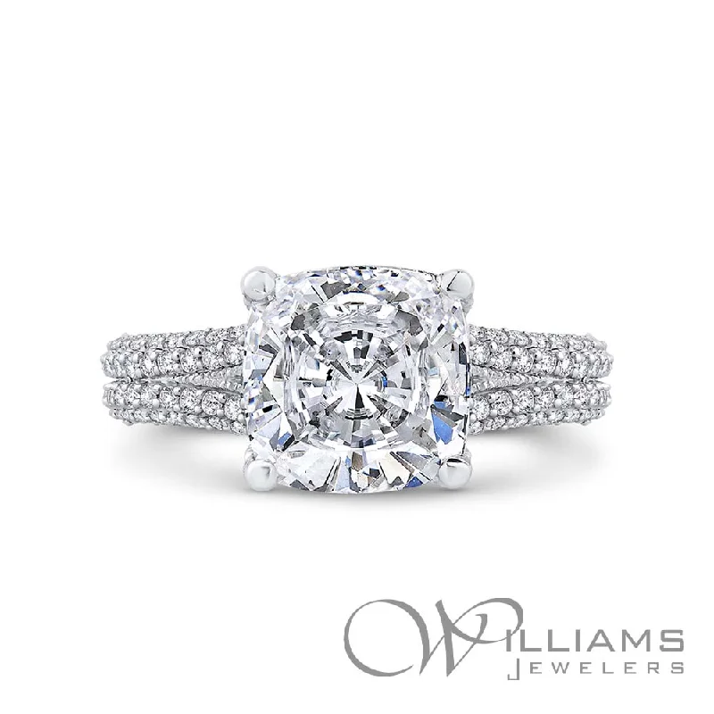 Engagement rings with hidden aquamarine stone accents -Williams Signature 18 Karat Diamond Engagement Ring