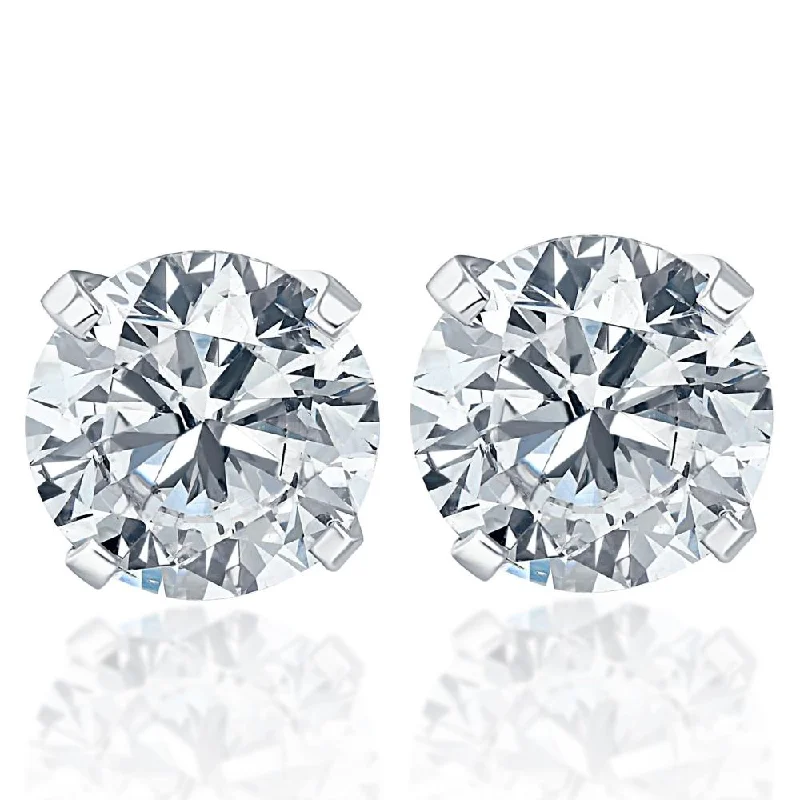 Maximalist Stud Earrings for Bling -1.00Ct Round Brilliant Cut Natural Quality SI1-SI2 Diamond Stud Earrings in 14K Gold Classic Setting