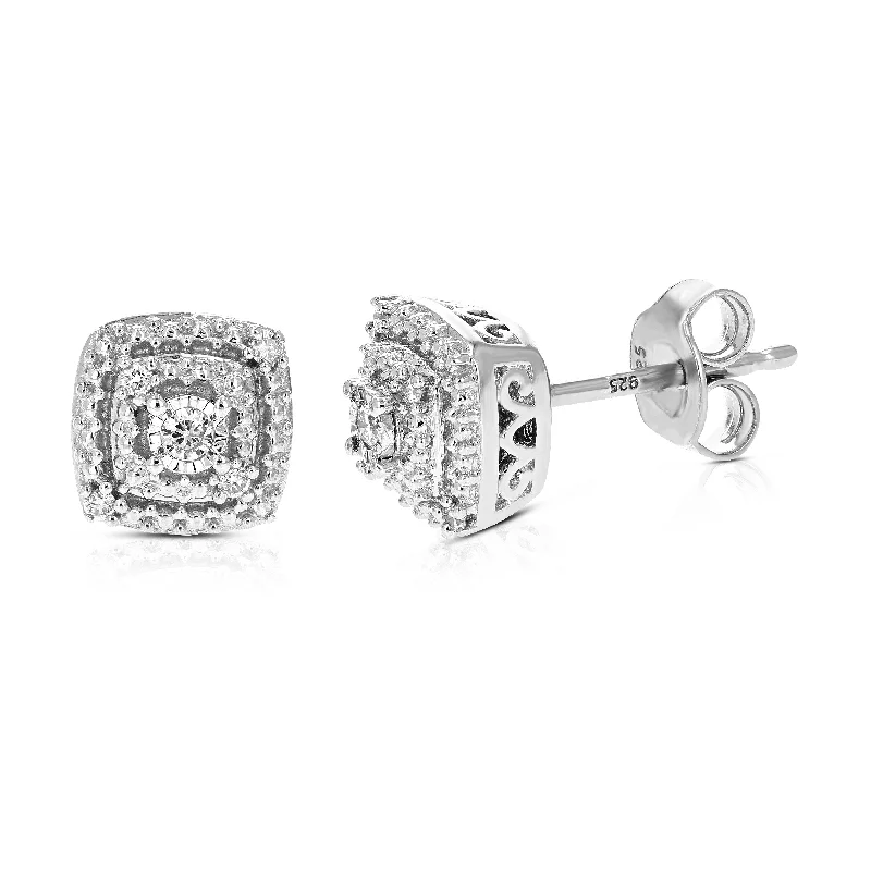 Stud Earrings for Birthday Celebration -1/10 cttw Round Cut Lab Grown Diamond Stud Earrings in .925 Sterling Silver Prong Set