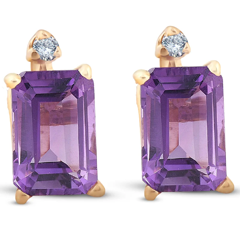 Stud Earrings with Pearls and Diamonds -1 3/4ct Emerald Amethyst Stud Earrings 14k Yellow Gold