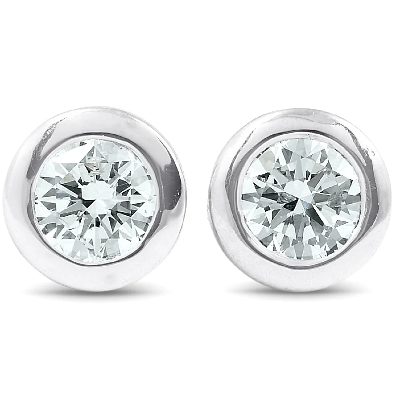 Stud Earrings for Wellness Routine -1/4 ctw 14k White Gold Diamond Bezel Martini Stud Earrings Lab Grown