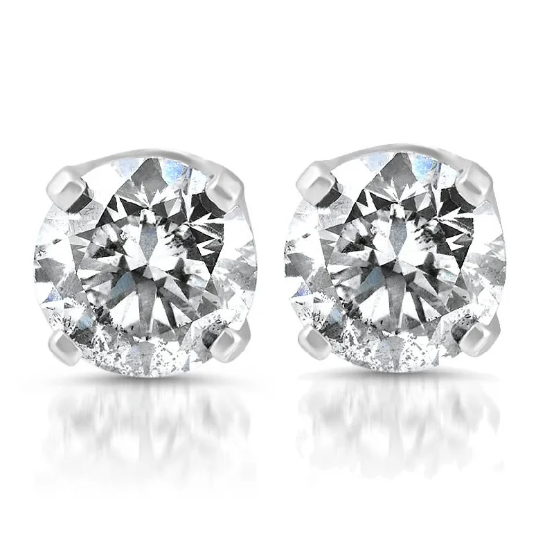 Stud Earrings for Everyday Glamour -1/4ct Diamond Stud Earrings 14K White Gold