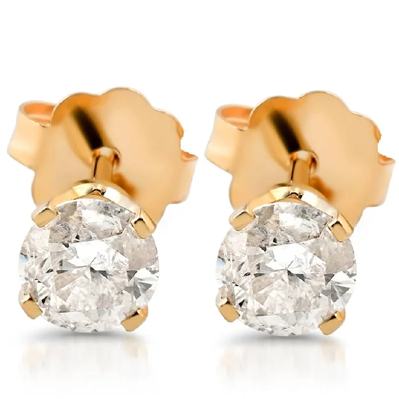 Stud Earrings for Office Wear -1/5ct Diamond Stud Earrings 14K Yellow Gold