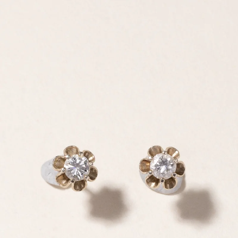 Stud Earrings for Office Wear -10k White Gold Diamond Stud Earrings | 0.48ctw