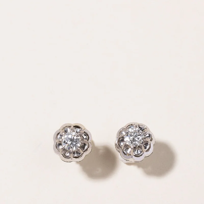 Diamond Stud Earrings for Luxury -14k White Gold Diamond Stud Earrings | 0.57ctw