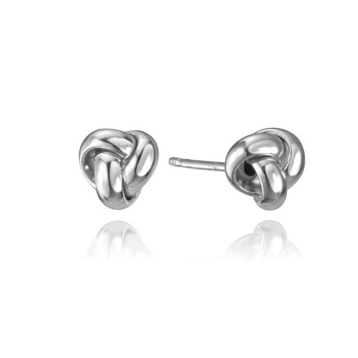 Clip On Stud Earrings for Non Pierced -14K White Gold Knot Stud Earrings