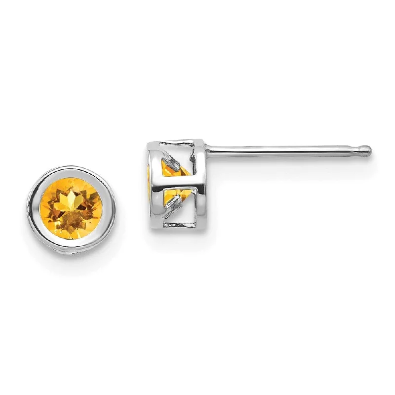 Waterproof Stud Earrings for Outdoor -14k White Gold November Citrine Stud Earrings (L-4 mm, W-4 mm)