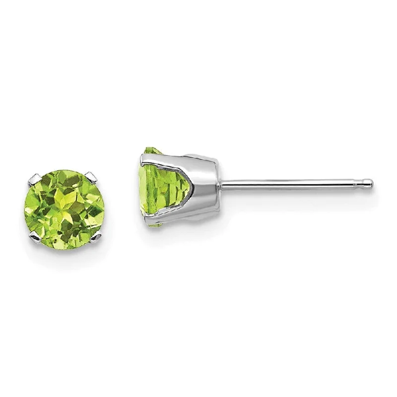 Stud Earrings for Valentine's Day -14k White Gold Peridot Stud Earrings (L-5 mm, W-5 mm)