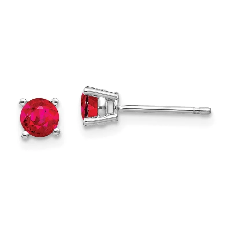 Crystal Stud Earrings for Sparkle -14k White Gold Ruby Stud Earrings (L-4 mm, W-4 mm)