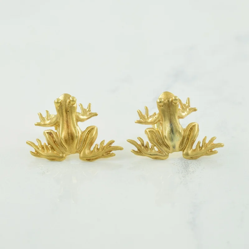 Geometric Stud Earrings for Trend -14k Yellow Gold Frog Stud Earrings |