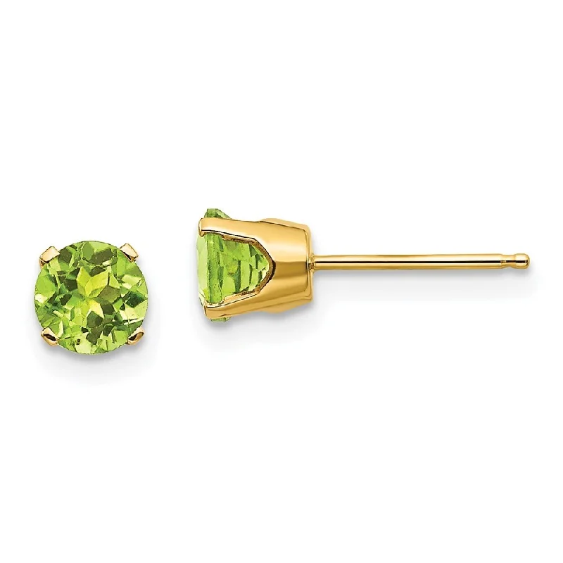 Heart Shaped Stud Earrings for Love -14k Yellow Gold Peridot Stud Earrings (L-5 mm, W-5 mm)