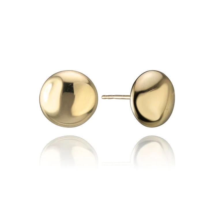 Leverback Stud Earrings for Comfort -14K Yellow Gold Round Stud Earrings