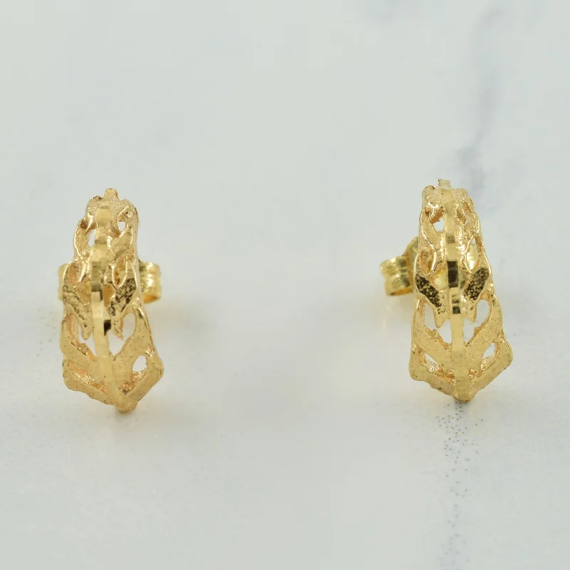 Hippie Stud Earrings with Beads -14k Yellow Gold Stud Earrings |