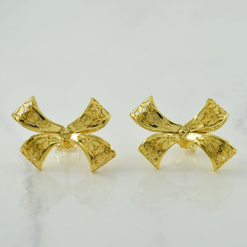 Stud Earrings with Keyhole Designs -14k Yellow Gold Stud Earrings |