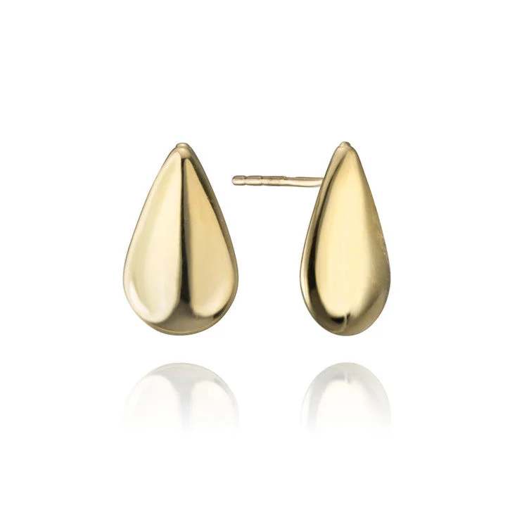 Screw Back Stud Earrings for Security -14K Yellow Gold Teardrop Stud Earrings