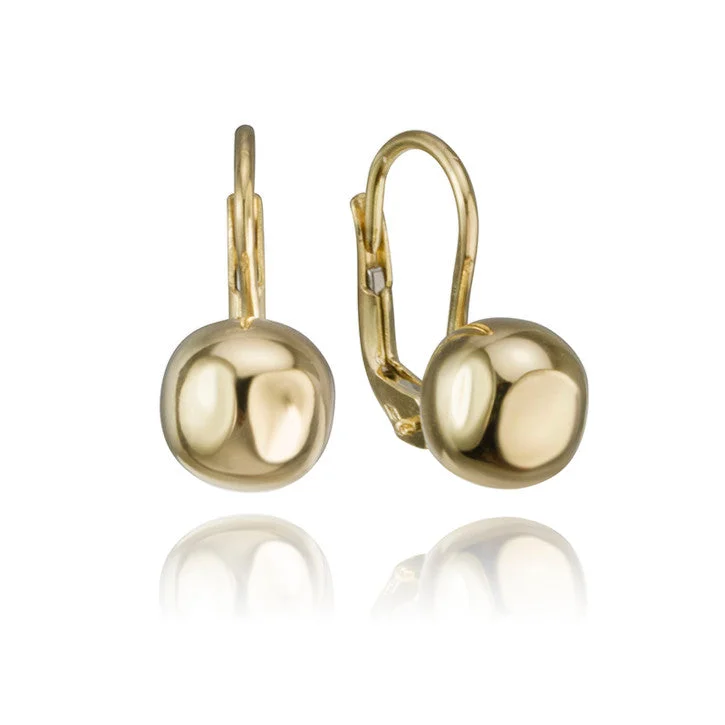 Hippie Stud Earrings with Beads -18K Yellow Gold Ball Stud Earrings