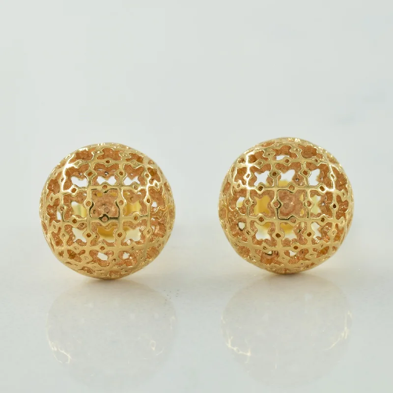 Stud Earrings for Concert Look -18k Yellow Gold Filigree Stud Earrings |