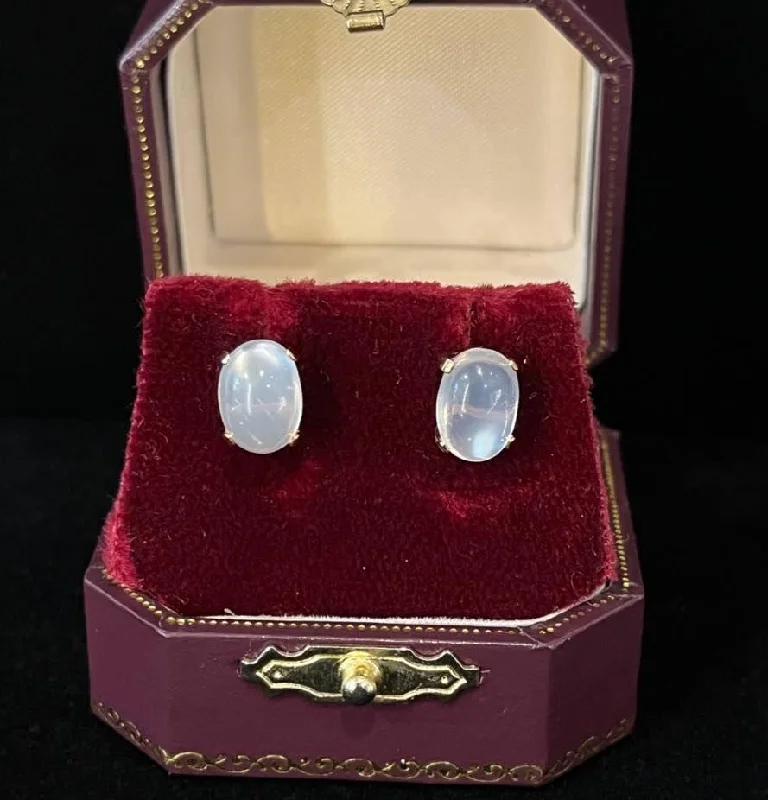 Stud Earrings for Wedding Ceremony -1920s Moonstone 9ct Rose Gold Stud Earrings