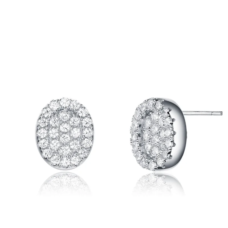 Magnetic Closure Stud Earrings for Easy -La Roche Pave Oval Stud Earrings