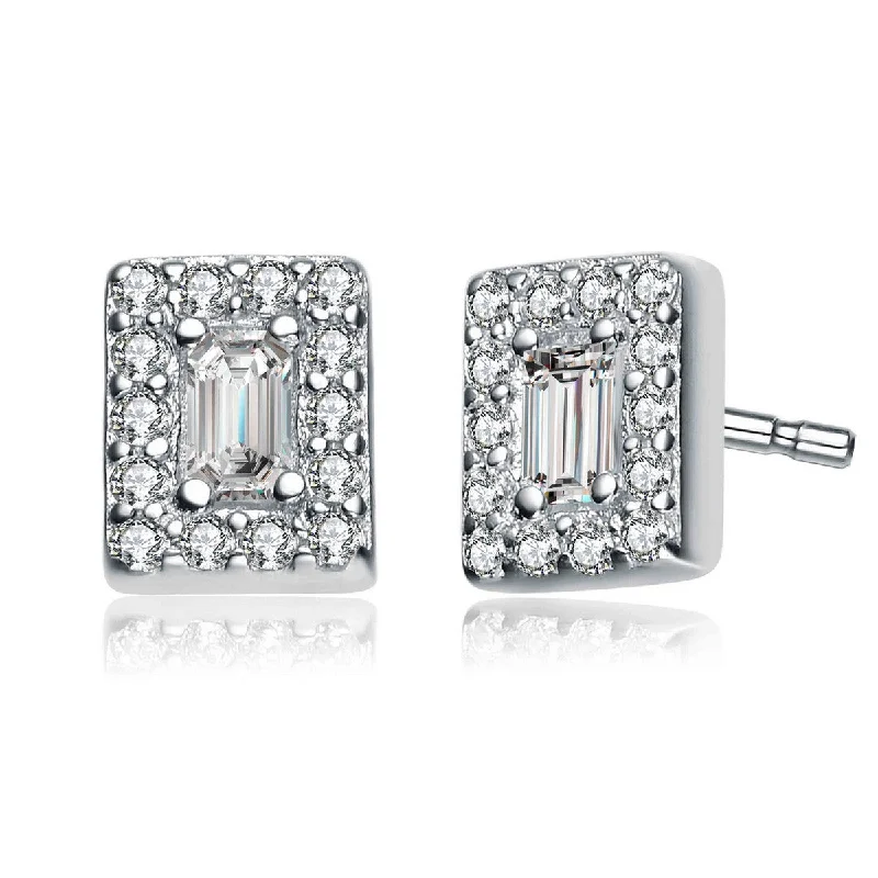 Screw Back Stud Earrings for Security -Marguerite Square Stud Earrings