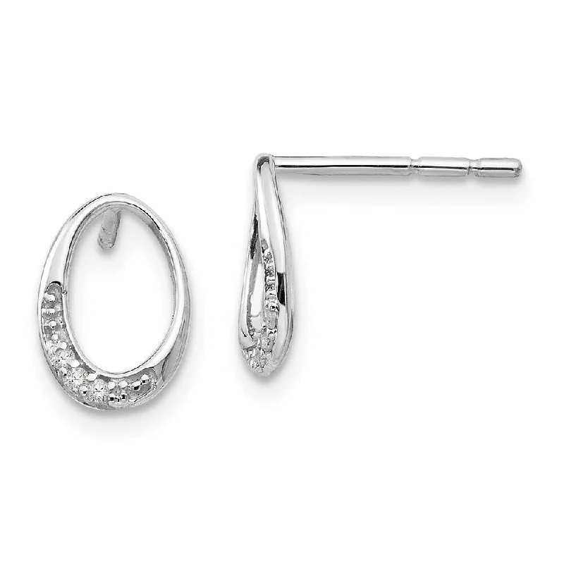 Stud Earrings for Birthday Celebration -925 Sterling Silver Diamond Stud Earrings (L-10 mm, W-8 mm)