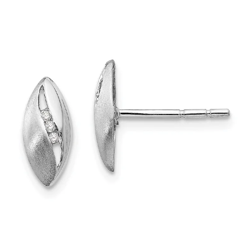 Stud Earrings with Matte Finish -925 Sterling Silver Diamond Stud Earrings (L-11 mm, W-5 mm)