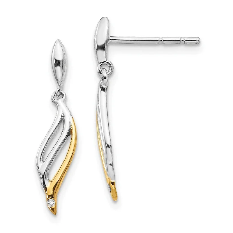 Stud Earrings for Office Wear -925 Sterling Silver Gold-plated and Diamond Stud Earrings (L-21 mm, W-5 mm)