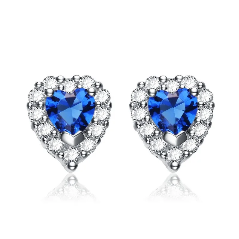 Tarnish Resistant Stud Earrings for Longevity -Renée Blue Heart Stud Earrings