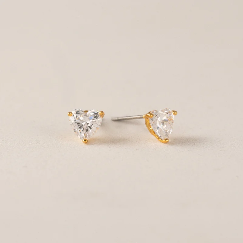 Large Stud Earrings for Statement -Alpha Heart Stud Earrings