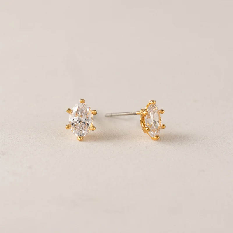 Small Stud Earrings for Delicate -Alpha Oval Stud Earrings