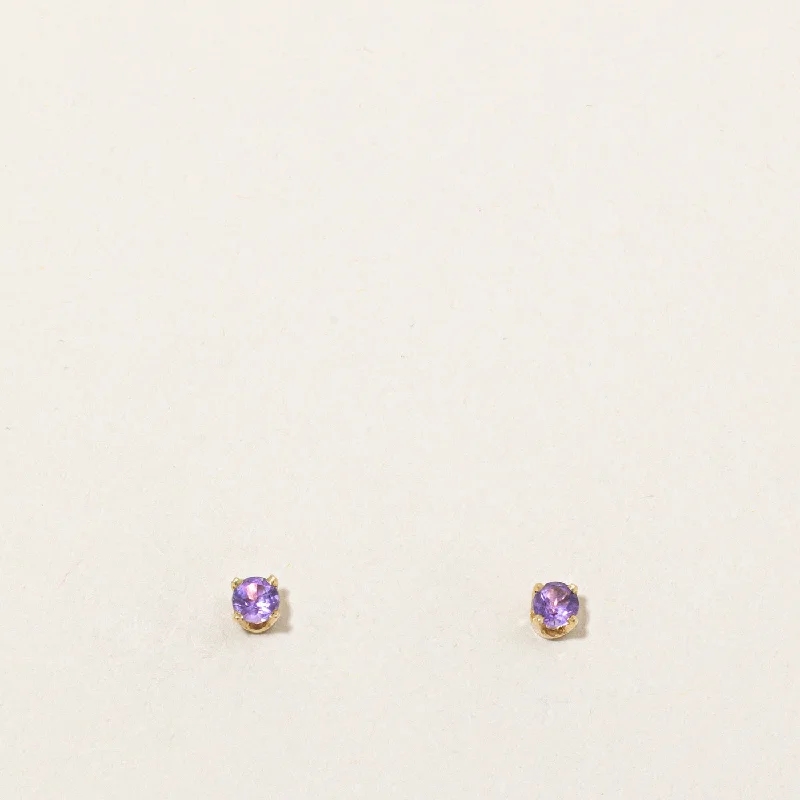 Gothic Stud Earrings with Dark Tone -Amethyst Stud Earrings | 0.18ctw |