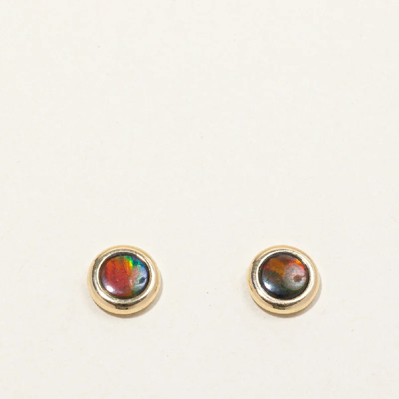 Tarnish Resistant Stud Earrings for Longevity -Ammolite Triplet Stud Earrings | 0.16ctw |