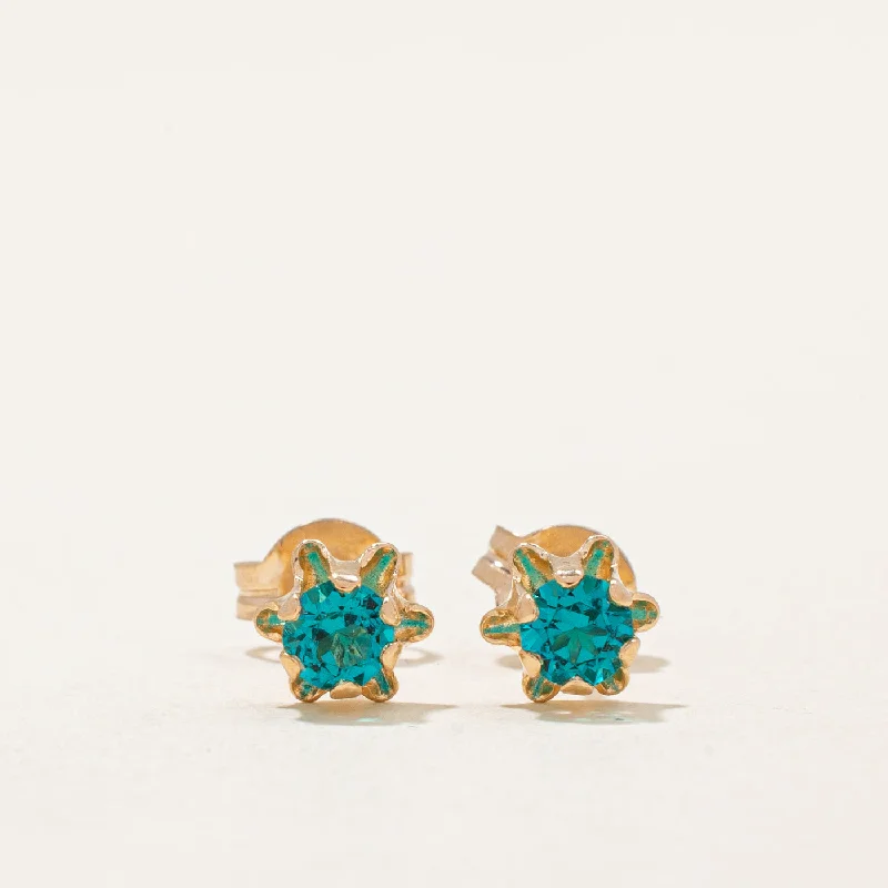 Detachable Stud Earrings with Charms -Aquamarine Paste Glass Stud Earrings | 0.30ctw |