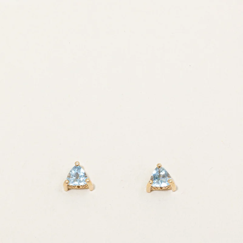 African Stud Earrings with Culture -Aquamarine Stud Earrings | 0.80ctw |