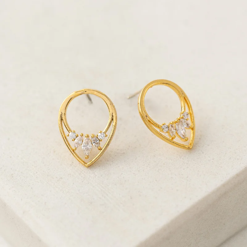 Indian Stud Earrings with Intricacy -Aria Clear Stud Earrings