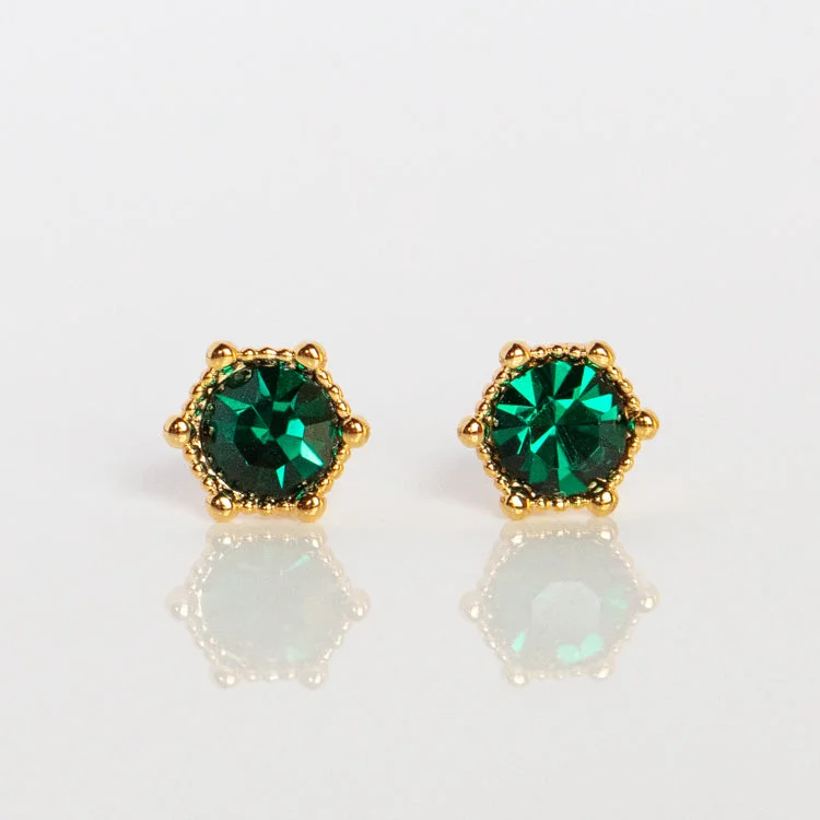 Stud Earrings for Graduation Day -Astrid Stud Earrings in Emerald