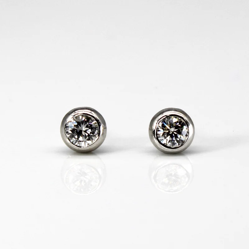 Stud Earrings with Star Motifs -Bezel Set Diamond Stud Earrings | 0.70ctw |