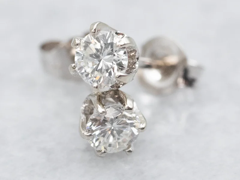 Floral Stud Earrings with Petals -Classic White Gold Diamond Stud Earrings